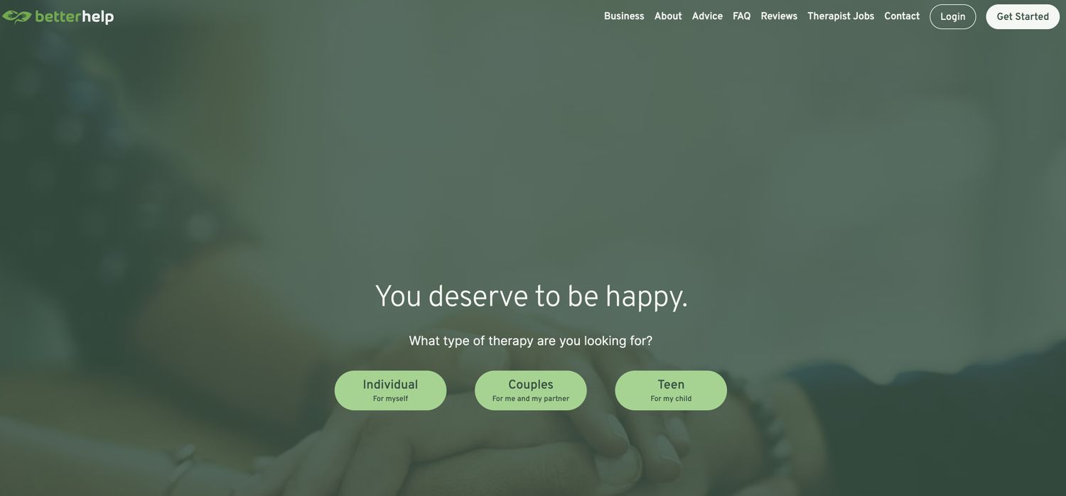 Betterhelp homepage