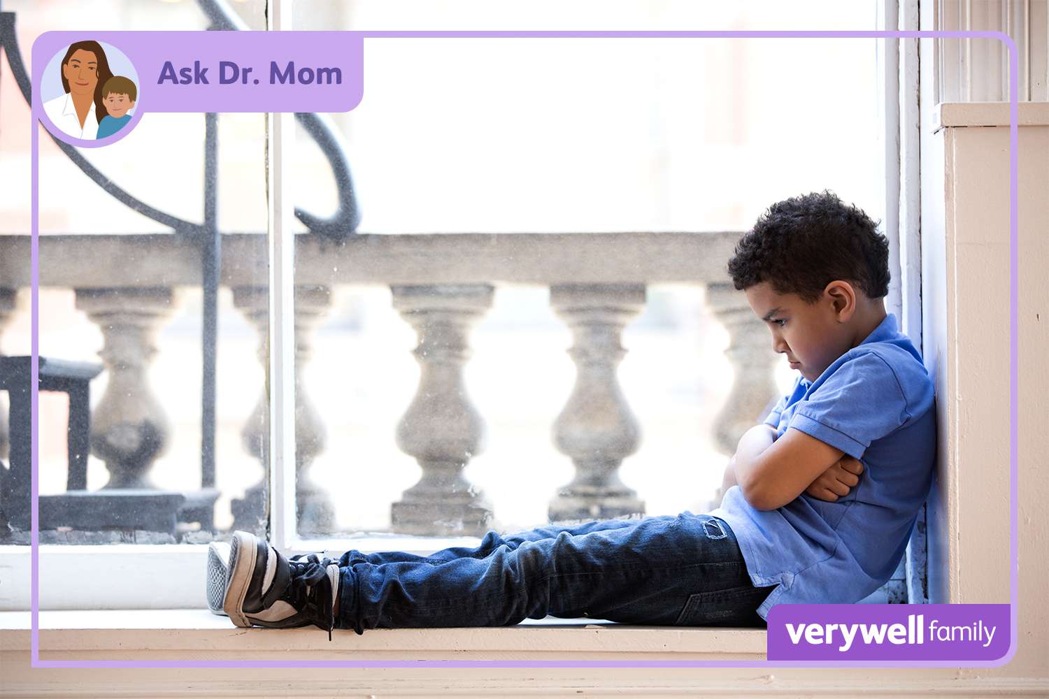 Ask Dr. Mom logo on a child sitting in time out