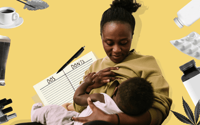 一名妇女正在给婴儿喂奶，上面写着“不要做”和“不要做”的复合清单