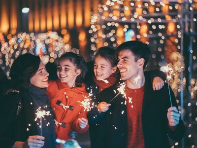 family with sparklers