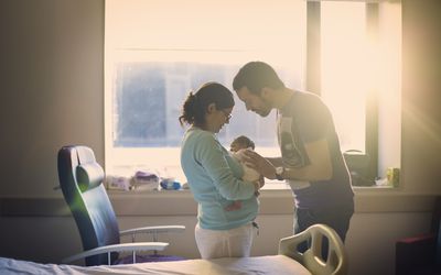 Parents with newborn at hospital