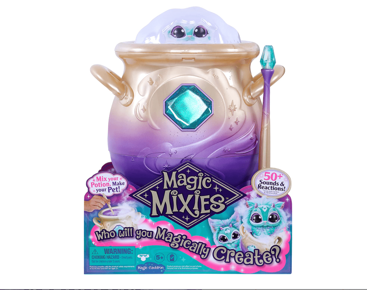 神奇的混合魔法喷雾釜与互动8英寸蓝色毛绒玩具和50+的声音和反应，多颜色
