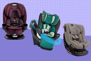 Best rotating car seats collaged against a purple background