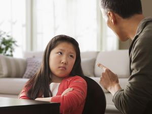 Father lecturing daughter