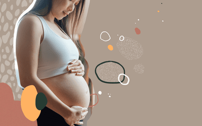 Photo illustration of pregnant person holding their belly