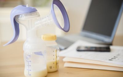 breast pump on desk at office