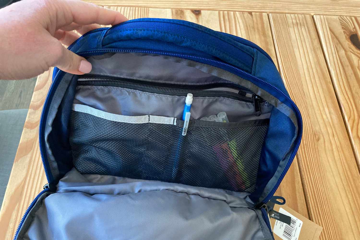 The North Face Vault Backpack holding school supplies