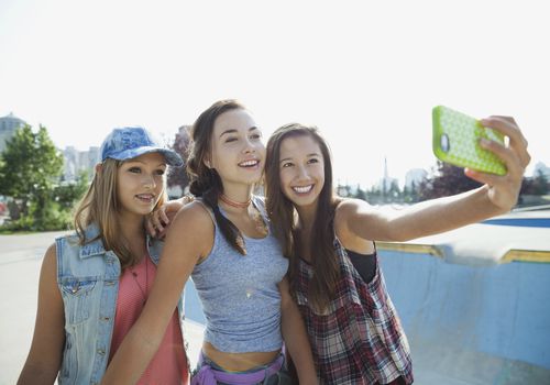 Three teen girls take a selfie