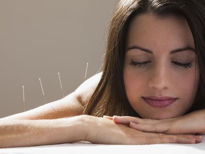 Woman feeling very calm during acpuncture