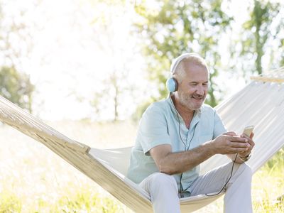 Man listening to podcast