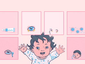 用粉色的婴儿眼睛