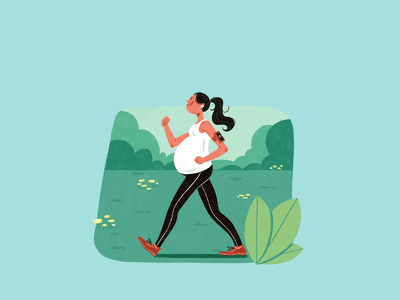 Illustration of pregnant woman walking