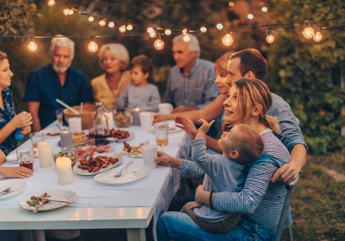 Holiday gathering outdoors