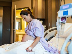 Woman in delivery room