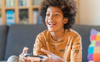 Boy playing video games