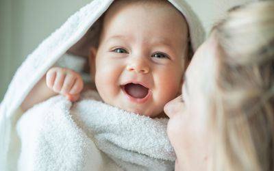 Baby wrapped in a towel