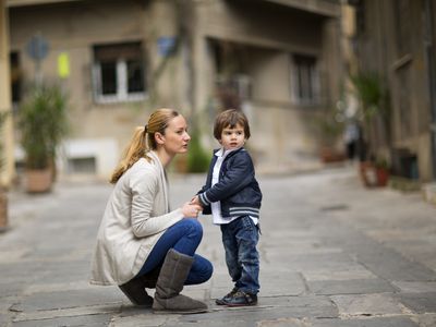 woman talking to child