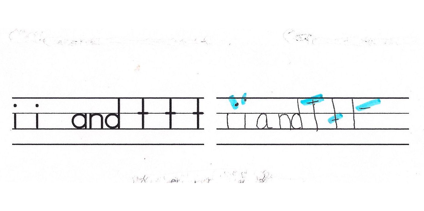 image of how to correct dotted Is and crossed Ts