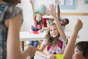孩子们在教室里举手