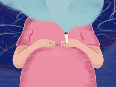 Illustration of someone smoking while pregnant