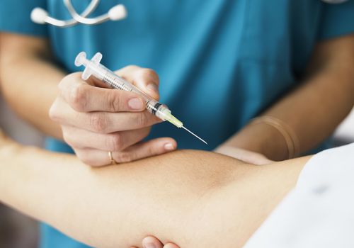 Patient about to have blood drawn