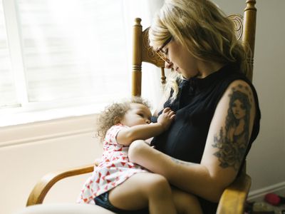 Woman breastfeeding her baby