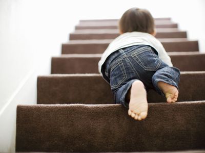 Baby walking up stairs