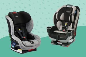 Best convertible car seats collaged against a patterned green background