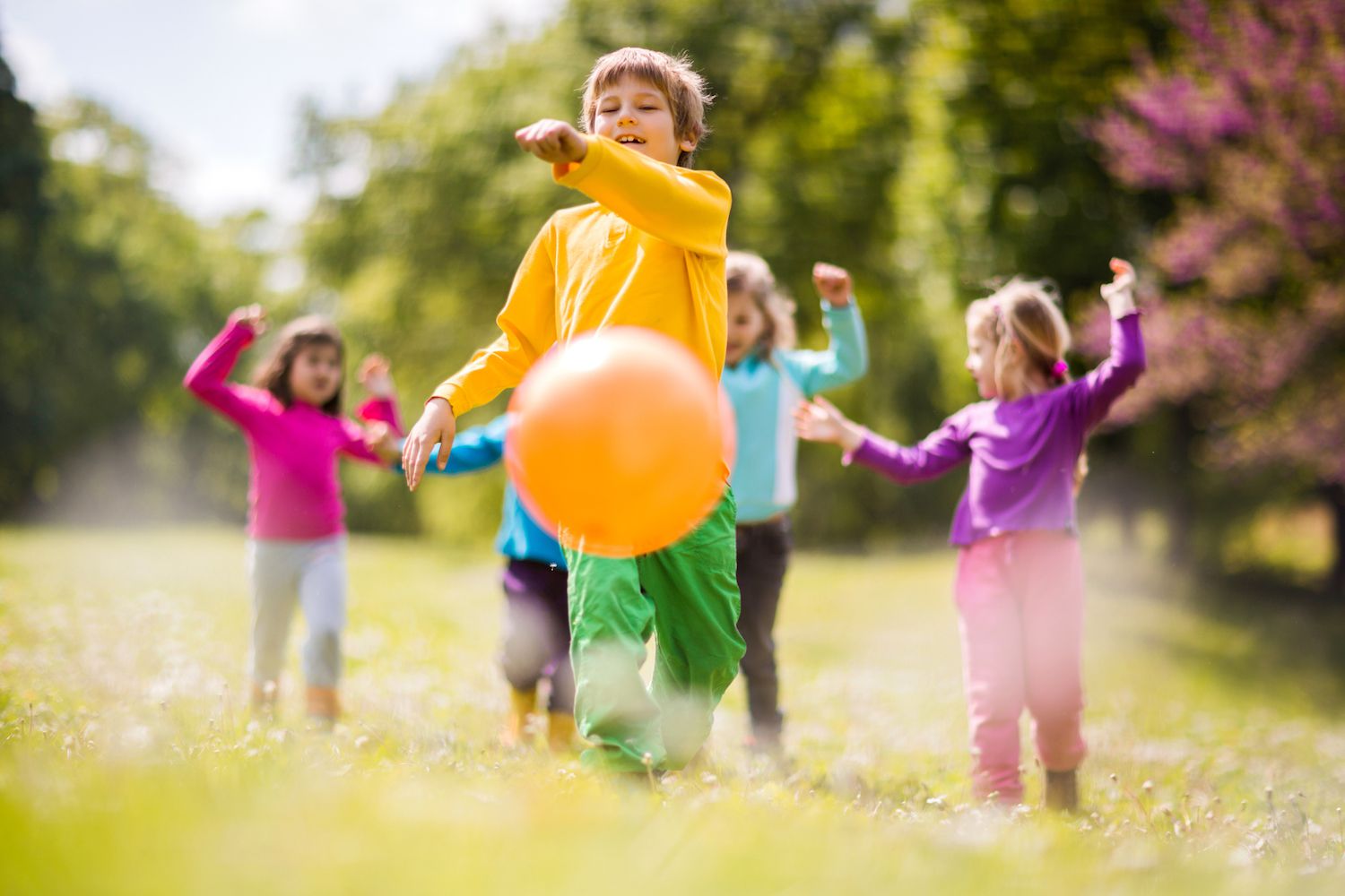 Children playing with ball in the park