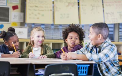 Kids in their classroom