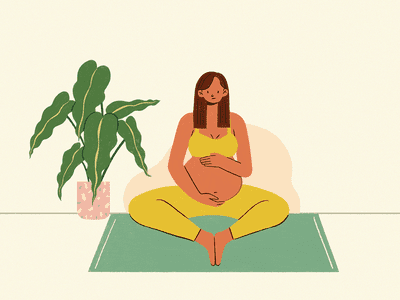 Illustration of pregnant woman on yoga mat