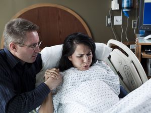 Woman having labor pains