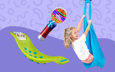 Collage of Toys we recommend for kids with autism on a purple background