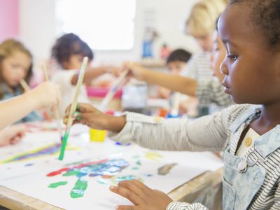 toddlers painting in class