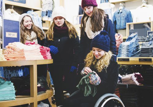 group of girls shopping