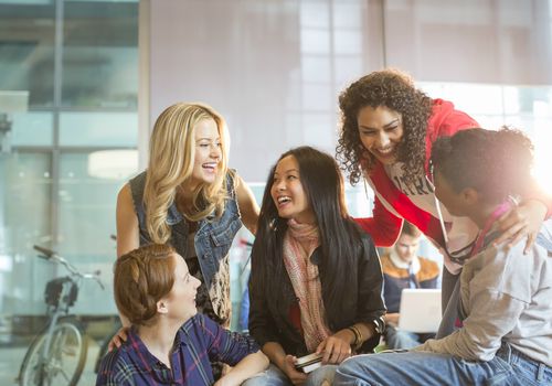 Group of girl friends laughing