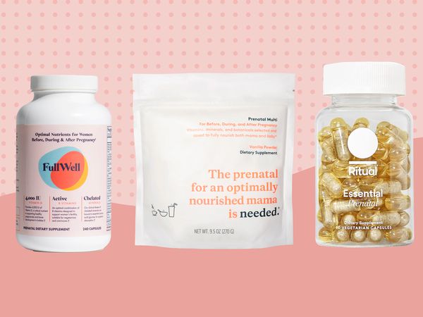 Best prenatal vitamins collaged against pink patterned background