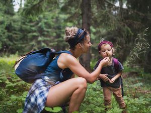 Mom and kid on a hike