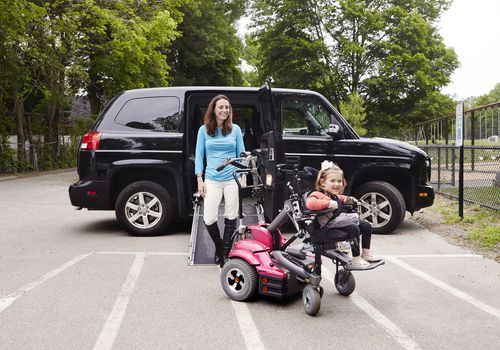 Mother with disabled child