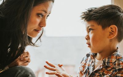 Mother and child talking