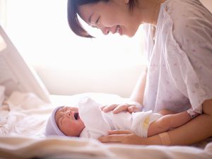 Newborn in the hospital with mom