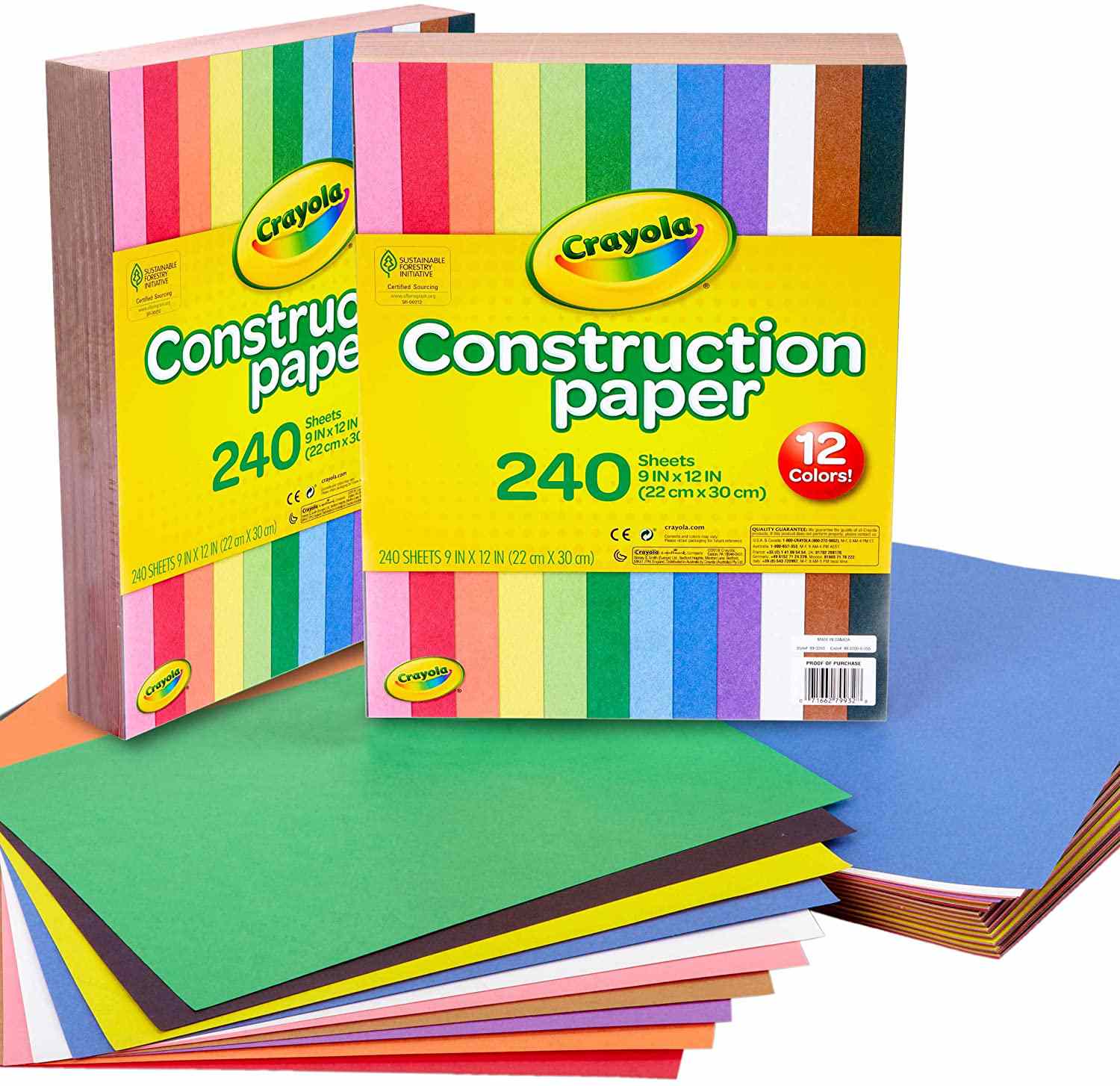 Crayola Construction Paper, 12 Colors, 240 Sheets