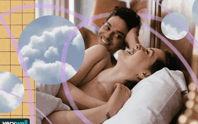 Photo illustration of couple in bed