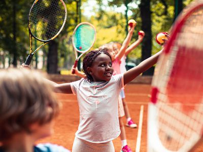 Kids playing tennis