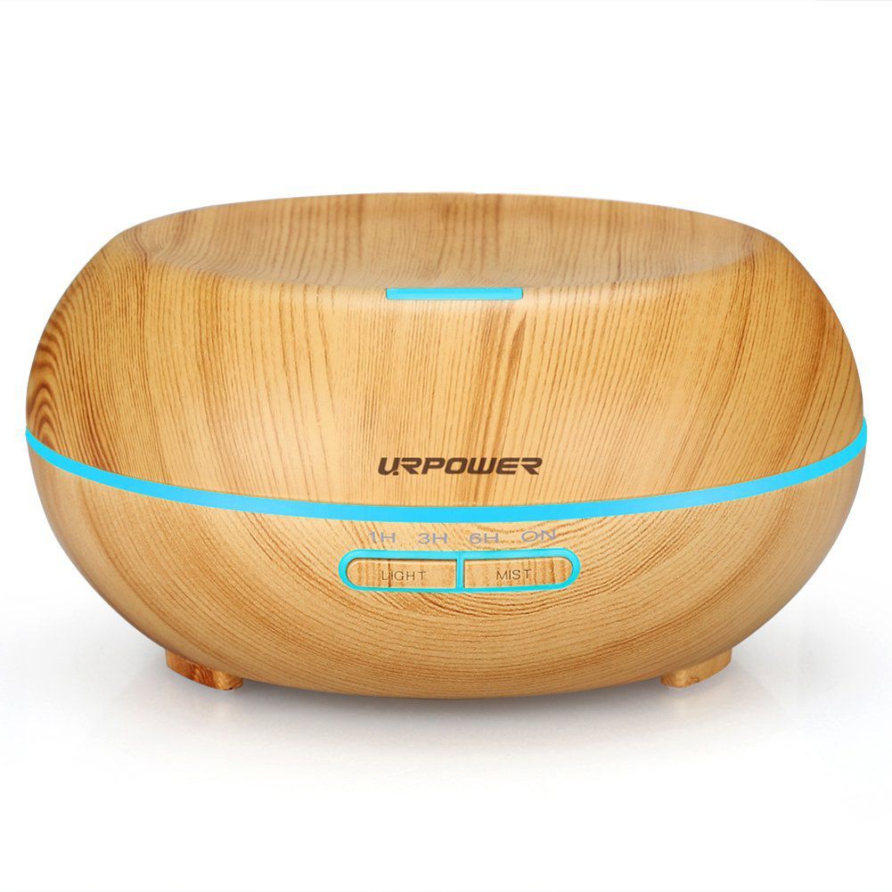 URPOWER 200ml Aromatherapy Essential Oil Diffuser Humidifier with 7 Color LED Lights and Waterless Auto Shut-off- Wood Grain