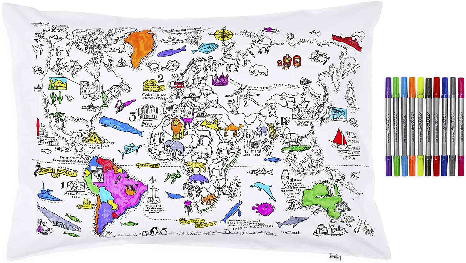 世界地图枕套