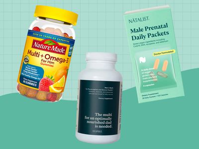 Collage of fertility supplements we recommend for men on a teal background